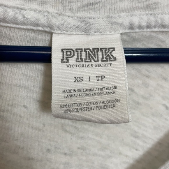 Pink Victoria Secret Oversized Long Sleeve Top Heathered Gray White Size XS - Picture 4 of 8